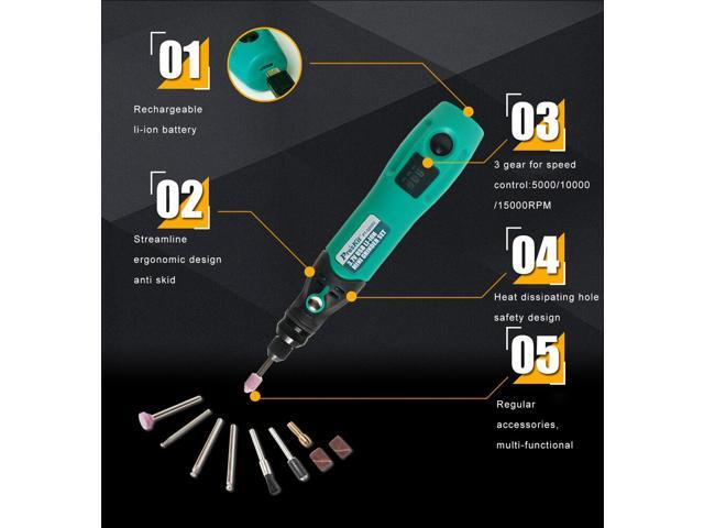 Proâ?skit PT-5205U 3.7V Various Speed Mini Electric Drill Rechargeable Screwdriver USB Grinder Set Electric Drill Engraver for Grinding