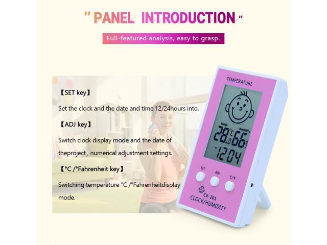 OUTEST CX-201 Digital Thermometer Hygrometer Electronic LCD Temperature Humidity Meter Weather Station baby face smile happy (White)