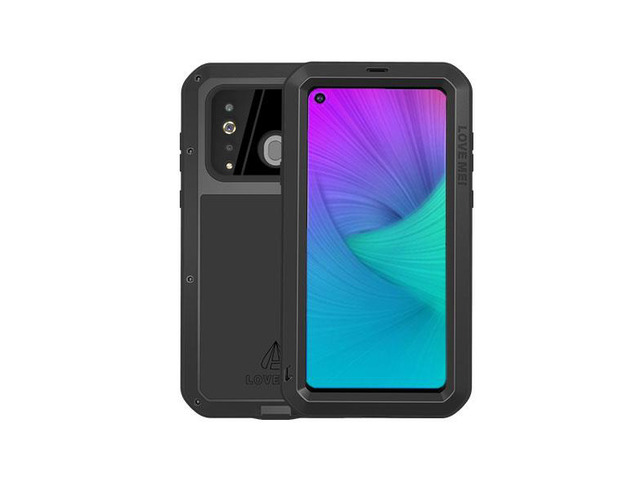 Love Mei Aluminum Metal Armor For Samsung Galaxy A8s Shockproof Dirtproof Full Body Heavy Duty Case For Samsung Galaxy A8s Cover (Black)