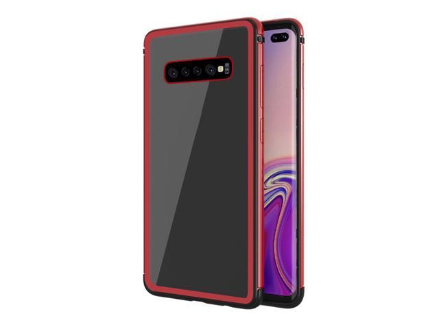 Silicone Case Soft Bumper PC Hybrid Shockproof Shadow Series Case for Samsung Galaxy S10 Plus (Red)