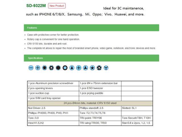 Pro'sKit SD-9322M Multi-function Precision Screwdriver Maintenance Tools for PC Game Machine Computer Cell Phone