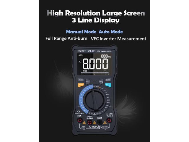 BSIDE ZT-M1 Auto/Manual Digital Multimeter 3-Line Triple Display 8000 Counts Battery Test Voltage VFC Square Wave Output Tester