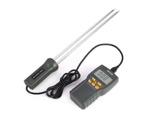 MD7822 Digital Grain Moisture Meter Temperature Meters Tester Measuring Probe Wheat Corn Rice Moisture Test Meter w/ LCD Display