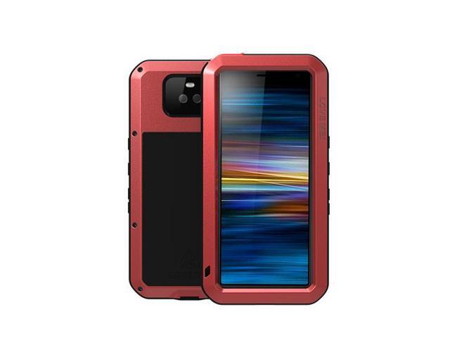 Love Mei Aluminum Metal Armor For Sony Xperia 10 Plus Shockproof Dirtproof Full Body Heavy Duty Case For Sony Xperia 10 Plus Cover (Red)