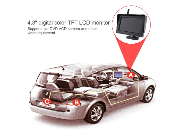 4.3 Inch Wireless HD Rearview Monitor Auto Parking System Built-in Antenna with Camera