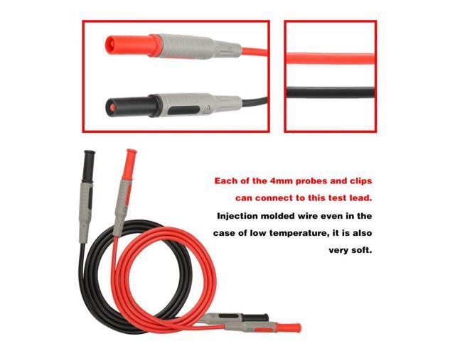 2pcs P1032 4mm Banana Plug Test Line Injection Molded Straight to Straight Multimeter Wire Cable