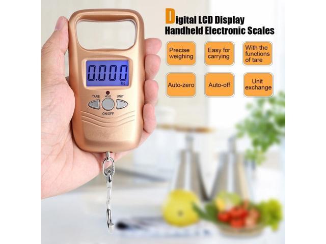 WH-A17L 50KG Digital Hanging Scale Double Accuracy Portable Electronic Pocket Scale Hanging Luggage Weighing Steelyard Scale - Gold