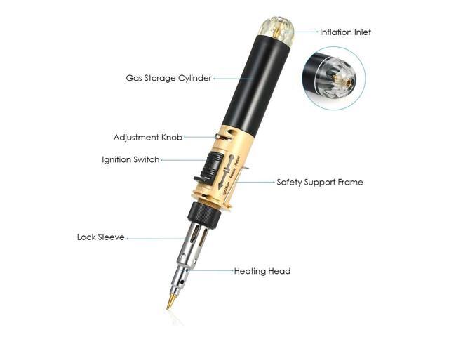 12 in 1 Soldering Iron Kit Full Electronics Set Welding Tool Car Repairing Gas Soldering Self-igniting Torch Outdoors - Coffee