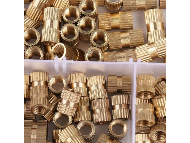 150Pcs M5 Brass Cylinder Knurled Nuts Threaded Insert Nuts Embedded Nuts Assortment Kit Fastener Hardware