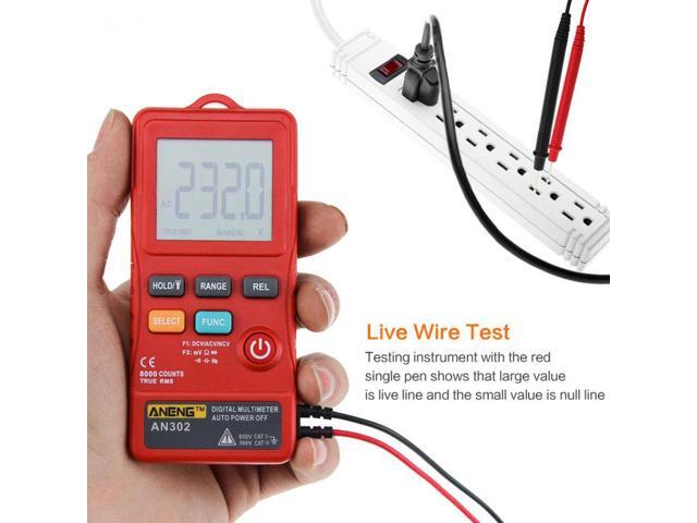 ANENG AN302 Digital Multimeter Voltmeter 8000 Counts Ture RMS AC DC Voltage Resistance Meter - Red