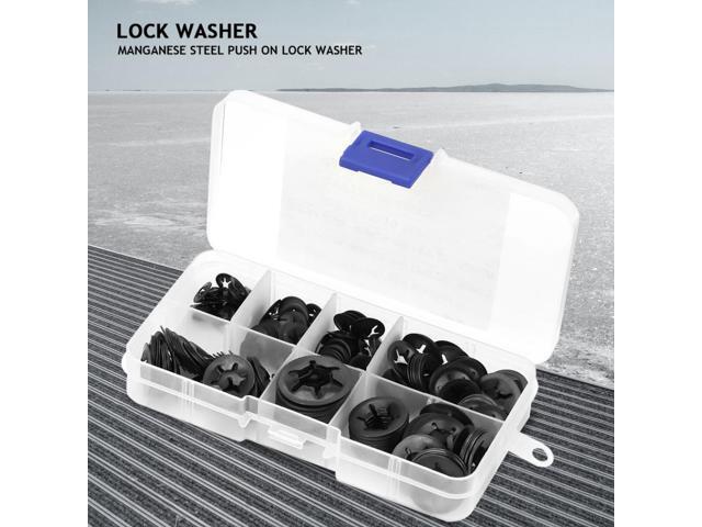 260pcs Manganese Steel Push On Washer Retaining Lock Washers Set 3/4/5/6/8/10/12mm Hardware Tools