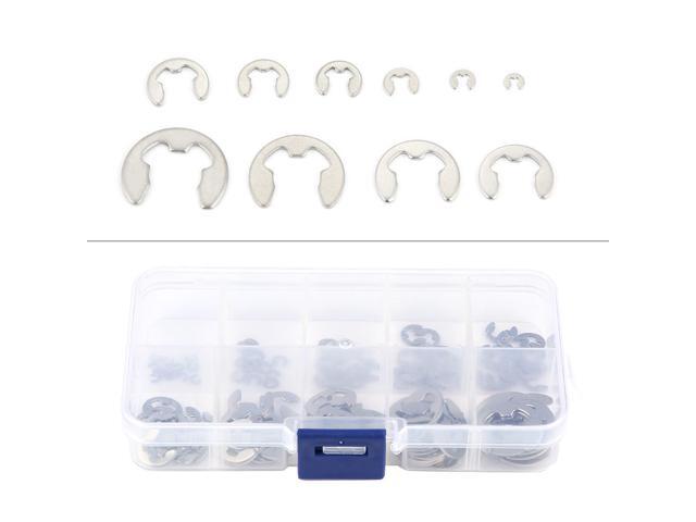 120pcs Stainless Steel SS304 E-Clip E-ring Washers Shaft Retaining Rings Washer Assortment 1.5mm-10mm