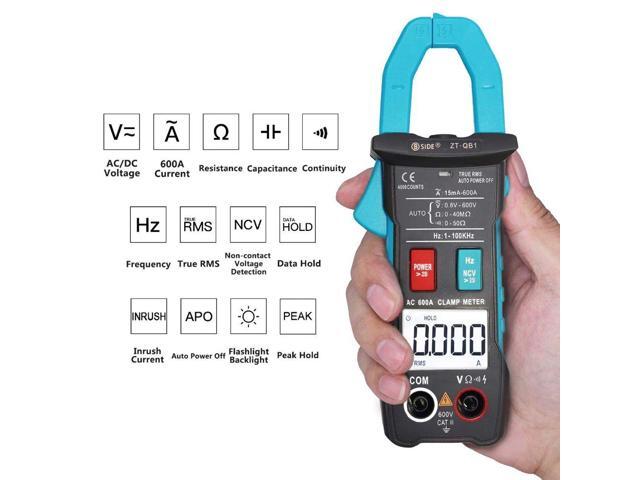 BSIDE 600A Digital Clamp Multimeter Inrush Current True RMS Auto Ranging 4000 Counts Voltage NCV Resistance with Flashlight