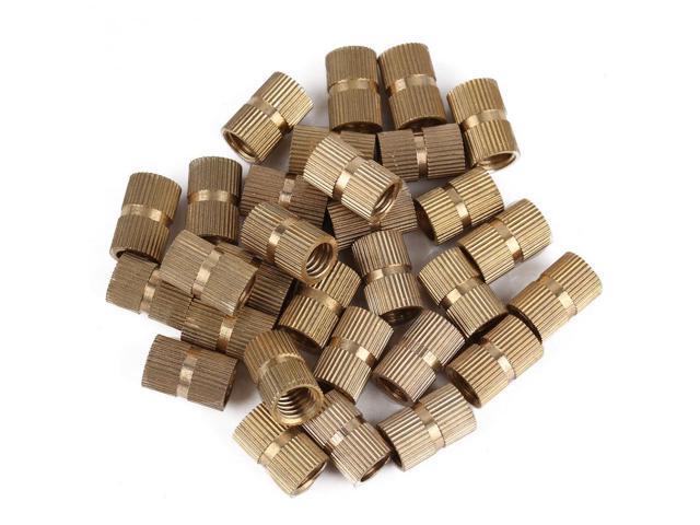 120pcs M8 Brass Cylinder Knurled Nuts Threaded Round Insert Embedded Nut Tools Accessory Fastener Hardware
