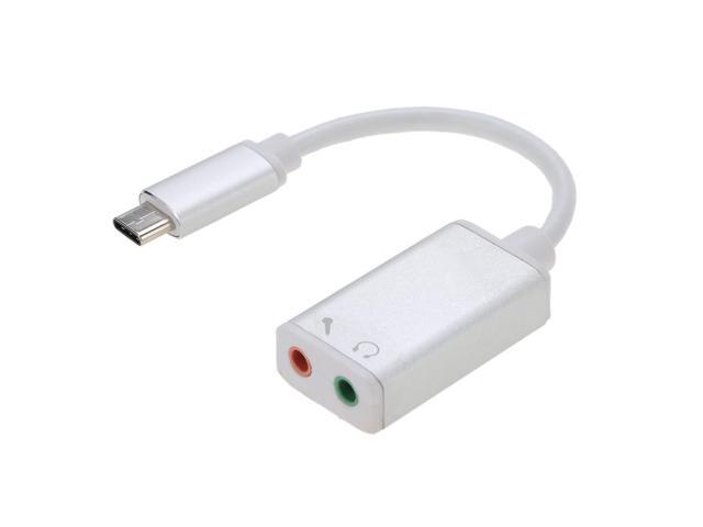 USB 3.1 Type C USB-C to 3.5mm Audio Speaker Microphone Female Earphone Headset Adapter Cable Cord for New Macbook 12' Chromebook - Silver