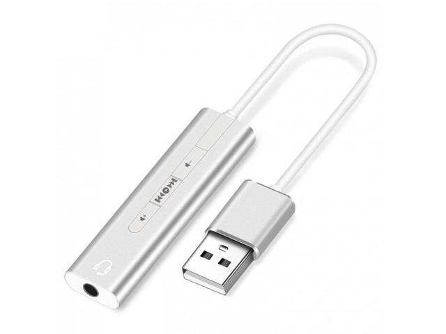 2-in-1 USB External Sound Card 3.5mm USB Audio Interface Microphone Headphone Adapter for PC Laptop - Silver