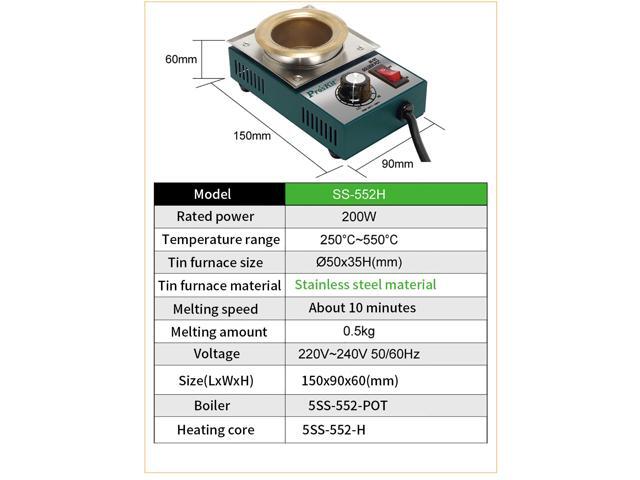 Pro'skit SS-552H High Quality 200W Temperature Controlled Soldering Pot 0.5kg Melting Flux Tin Pot Tin Cans