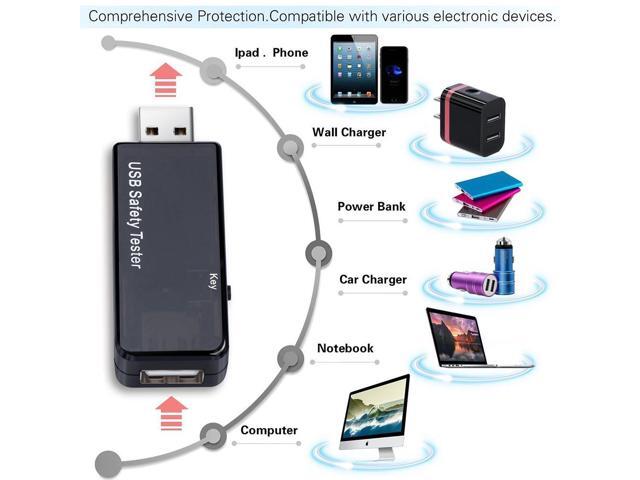 USB Digital Tester Current Voltage Monitor DC 5.1A 30V Amp Voltage Meter Test Speed of Chargers Cables Capacity of Power Banks Black