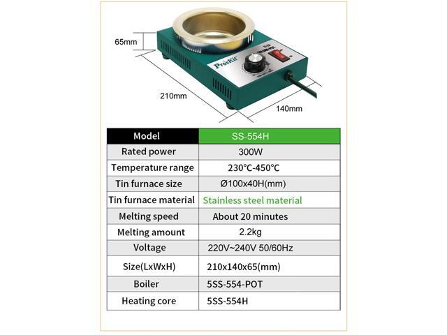 Pro'skit SS-554H High Quality 300W Temperature Controlled Soldering Pot 2.2kg Melting Flux Tin Pot Tin Cans