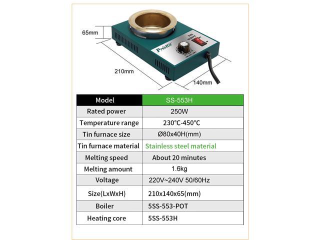 Pro'skit SS-553H High Quality 250W Temperature Controlled Soldering Pot 1.6kg Melting Flux Tin Pot Tin Cans