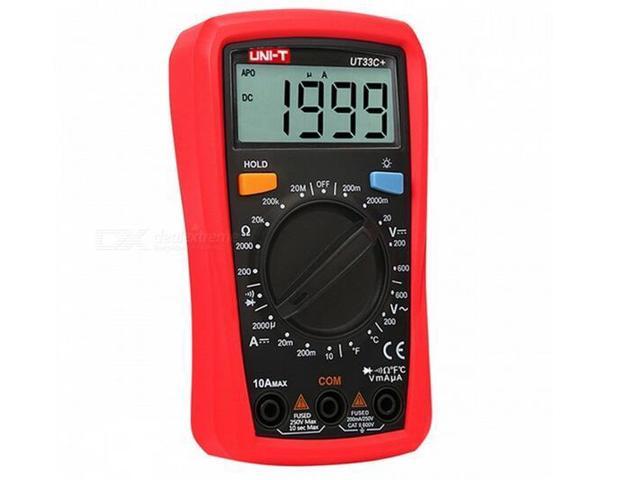 UNI-T UT33C+ Portable Digital Multimeter with Backlight Function - Red + Black
