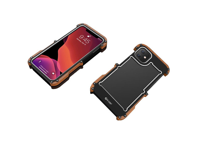 Natural Wood & Aluminum Metal Bumper Case Hard Protection Shockproof Case Cover For iphone 11