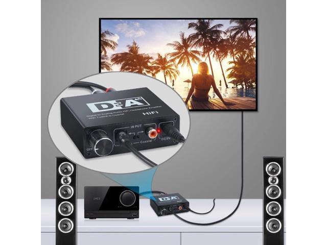 HiFi Digital Analog Audio Converter Fiber Coaxial to RCA Left and Right Channel Coaxial Bi-directional Switch with RCA 3.5mm Jack Output for...