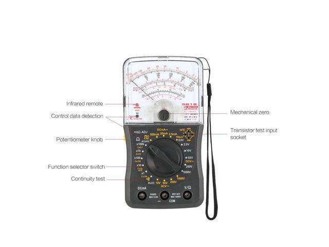 Mini Handheld Analog Multimeter AC/DC Voltmeter Ammeter Resistance Continuity Capacitance Fuse & Diodes Tester