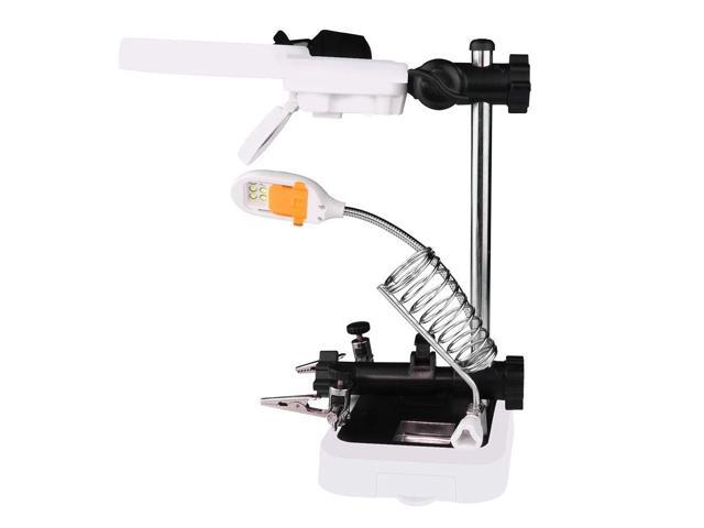 DIY PCB Soldering Desk Magnifier Warm and Cold ColorTemperature LED Light Soldering Iron Helping Hands Auxiliary Clamp Alligator Clip Third Hand...