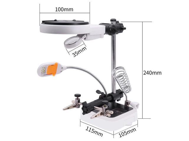 DIY PCB Soldering Desk Magnifier Warm and Cold ColorTemperature LED Light Soldering Iron Helping Hands Auxiliary Clamp Alligator Clip Third Hand...