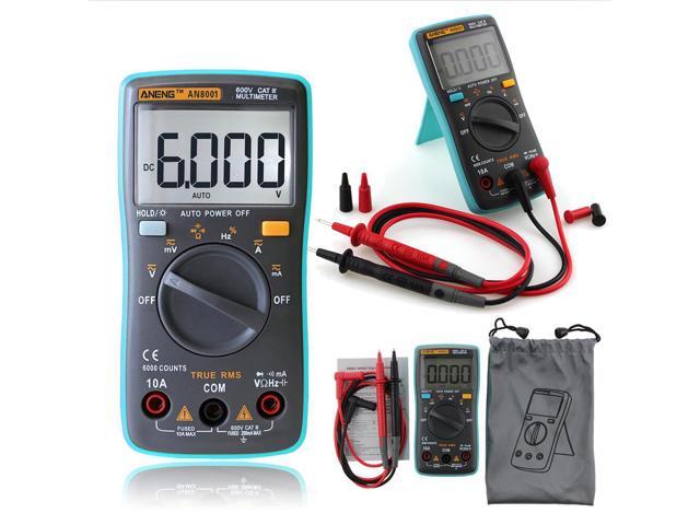 AN8001 Capacitor Tester Digital Multimeter Profesional 6000 Counts Esr Meter Richmeters Voltage Current Clamp Be True Leads - Blue