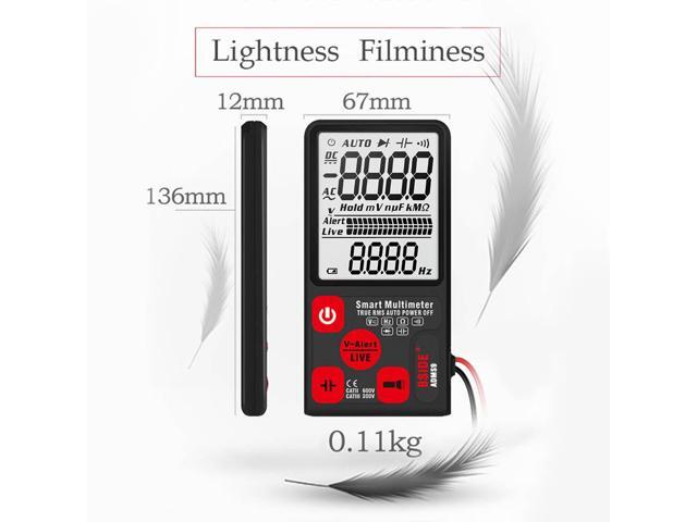 BSIDE ADMS9 Digital Multimeter 3.5" LCD 3-Line Display 9999 Counts TRMS Auto Range Voltage Capacitance Diode Resistance