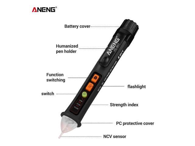 ANENG AC 12V-1000V Non-Contact Digital Voltage Teste Pen Volt Detector Pen Adjustable Range Siren Light Alarm Multimeter Outlet Tester Circuit...