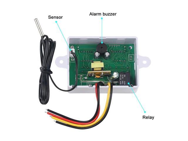 Digital Thermostat C/F Temperature Controller for incubator Relay LED 10A Heater Cooler Direct Output XK-W1010 - DC24V