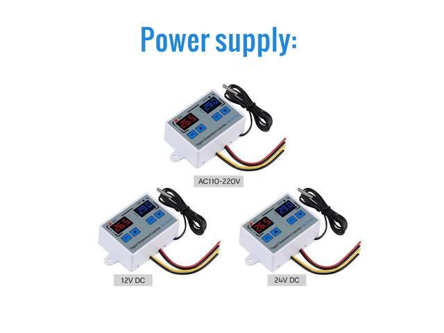 Digital Thermostat C/F Temperature Controller for incubator Relay LED 10A Heater Cooler Direct Output XK-W1010 - DC24V