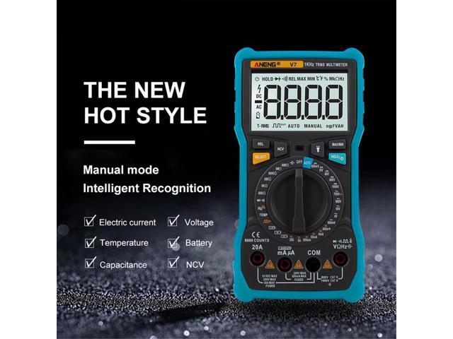 ANENG V7 Digital Multimeter 6000 Counts Avometer Transistor Capacitor Tester Multimetro Digital Profissional Lcr Meter Multimetr - Blue