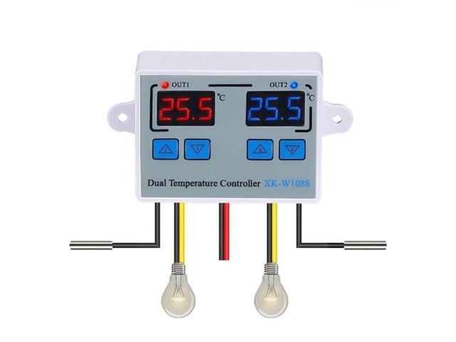 Dual Digital Thermostat Temperature Controller Two Relay Output Thermoregulator for incubator Heating Cooling XK-W1088 - AC110V-220V