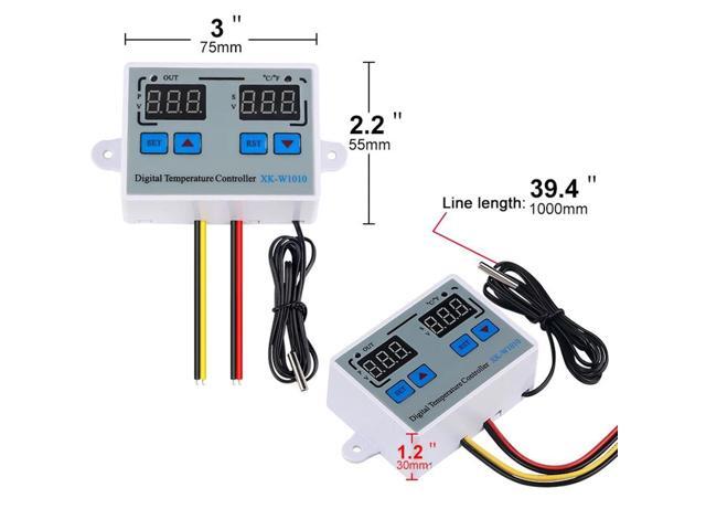 Digital Thermostat C/F Temperature Controller for incubator Relay LED 10A Heater Cooler Direct Output XK-W1010 - DC24V