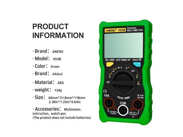 ANENG V03B LCD Analog Digital Multimeter Tester 4000 Counts Multimetro Esr Meter Multimeter Auto Power Off Peak Auto Meter - Green