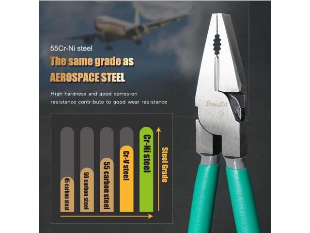 Pro'sKit PM-921 8' Labor-Saving Leverage Steel Wire Pliers Multifunctional Electrician Wire Stripping Multitooth Pliers Cable Cutters