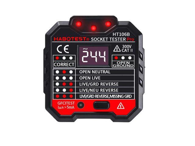 HT106B Socket Testers Voltage Test Socket Detector Ground Zero Line Plug Polarity Phase Check