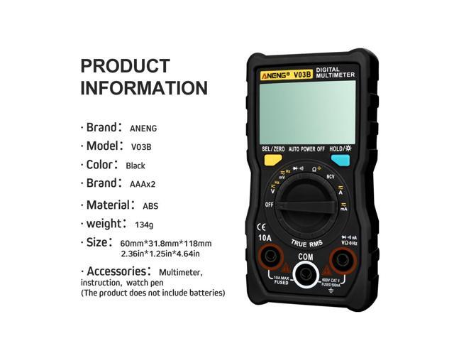 ANENG V03B LCD Analog Digital Multimeter Tester 4000 Counts Multimetro Esr Meter Multimeter Auto Power Off Peak Auto Meter - Black