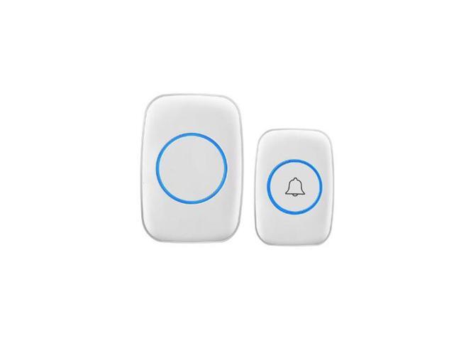 Wireless Doorbell Waterproof Battery Buttons Receiver 300M Remote Led Light Home Cordless Bell 38 Chimes - White