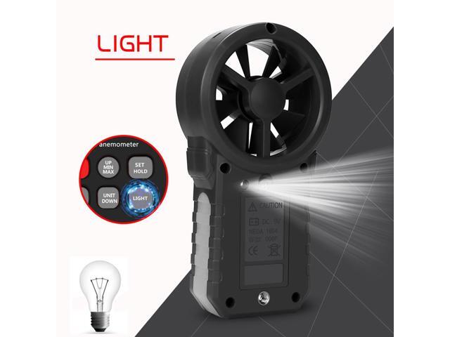 LCD Digital Anemometer Wind Speed Meter wind sensor /Air Velocity/Air Temperature Test Tool Wind Speed Gauges with Flashlight - Gray