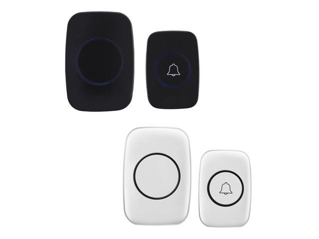 Wireless Doorbell Waterproof Battery Buttons Receiver 300M Remote Led Light Home Cordless Bell 38 Chimes - Black