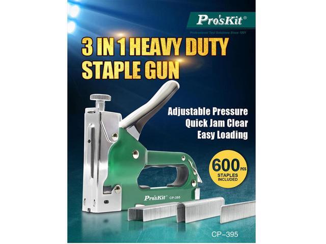 Pro'sKit CP-395 Heavy Duty Nail Staple Gun 3 in 1 Furniture Stapler For Wood Door Upholstery Framing Rivet Gun Kit Nailers Rivet