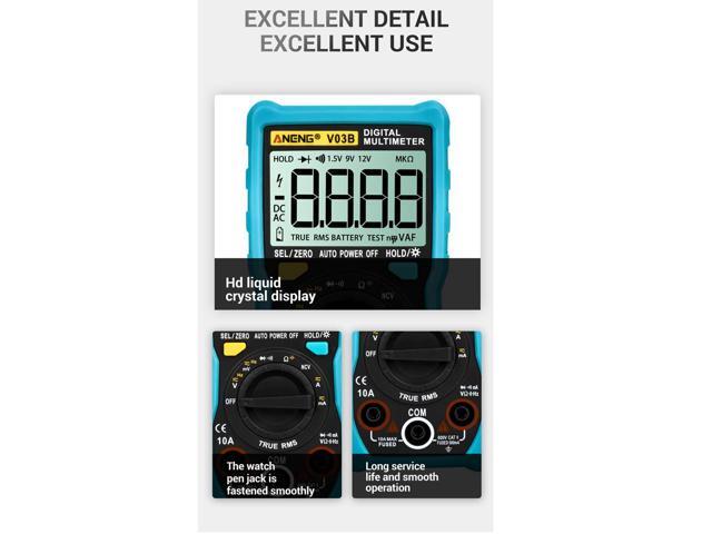 ANENG V03B LCD Analog Digital Multimeter Tester 4000 Counts Multimetro Esr Meter Multimeter Auto Power Off Peak Auto Meter - Blue