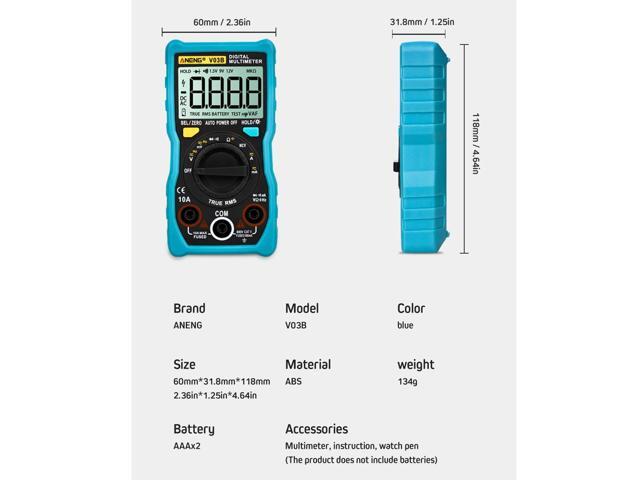 ANENG V03B LCD Analog Digital Multimeter Tester 4000 Counts Multimetro Esr Meter Multimeter Auto Power Off Peak Auto Meter - Blue