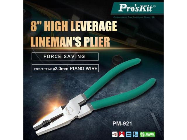 Pro'sKit PM-921 8' Labor-Saving Leverage Steel Wire Pliers Multifunctional Electrician Wire Stripping Multitooth Pliers Cable Cutters