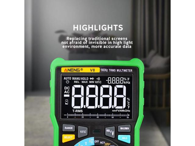 ANENG V8 Digital Multimeter Profesional 8000 Counts True RMS Transistor Tester Analog Transistor Multimetro Multimetr Multiteste - Green
